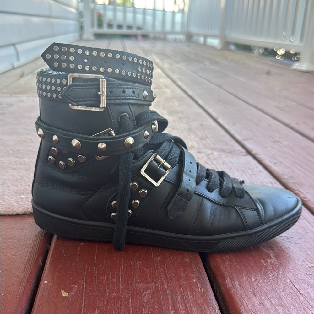 Yves Saint Laurent Black Studded High-Top Sneakers